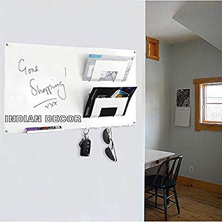 Indian decor Magnetic Memo Board Letter Rack and Key Hook for Kitchen – White Indian decor Magnetic Memo Board Letter Rack and Key Hook for Kitchen – White