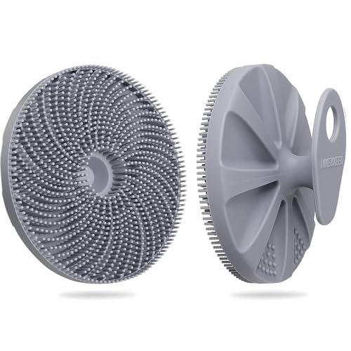 INNERNEED® More Hygienic Silicone Body Scrubber Exfoliating & Massaging Shower Brush, Bathing Tool, for All Skin Types, Lathers Well, Longer Service Life (Gray)