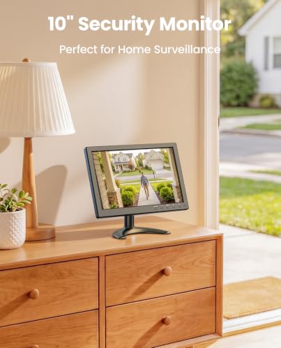 Image of Eyoyo 10.1 inch Security Monitor 1366x768 Resolution, Small HDMI Monitor Supporting HDMI VGA AV BNC USB Input, Small Screen with Built-in Speakers for PC CCTV Camera NVR(EM101AD)