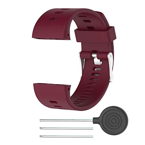 SADA72 Polar V800 - Correa de repuesto de silicona suave para reloj deportivo Polar V800, incluye herramienta de reparación, rojo vino, Tamaño libre