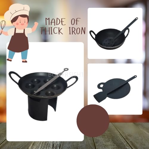 Image of Iron Miniature Kitchen Set for Real Cooking | Mini Choppu Saman Toys for Girls /Boys | Safe Cooking Set for Kids | Vintage Product | 12-Piece Kids Kitchen Set for Girls