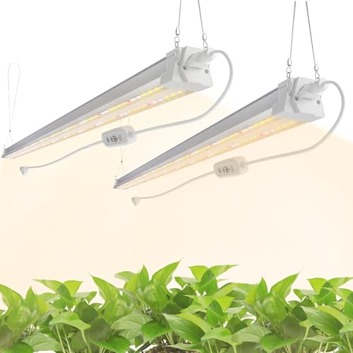 Image of FREELICHT 2 Pack 4FT LED Grow Light with Timer, 40W (250W Equivalent), Full Spectrum Grow Lights for Indoor Plants with 9 /12 /15H Timer, Linkable Plant Growing Lamp for Hydroponic Plants Seeding Veg