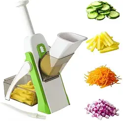 Fatiador de Legumes Mandoline Cortador Seguro de Batata, Cebola e Vegetais Espessura Ajustável, Durável, Fácil de Usar e Limpar Presente para Cozinha (Cores Sortida)