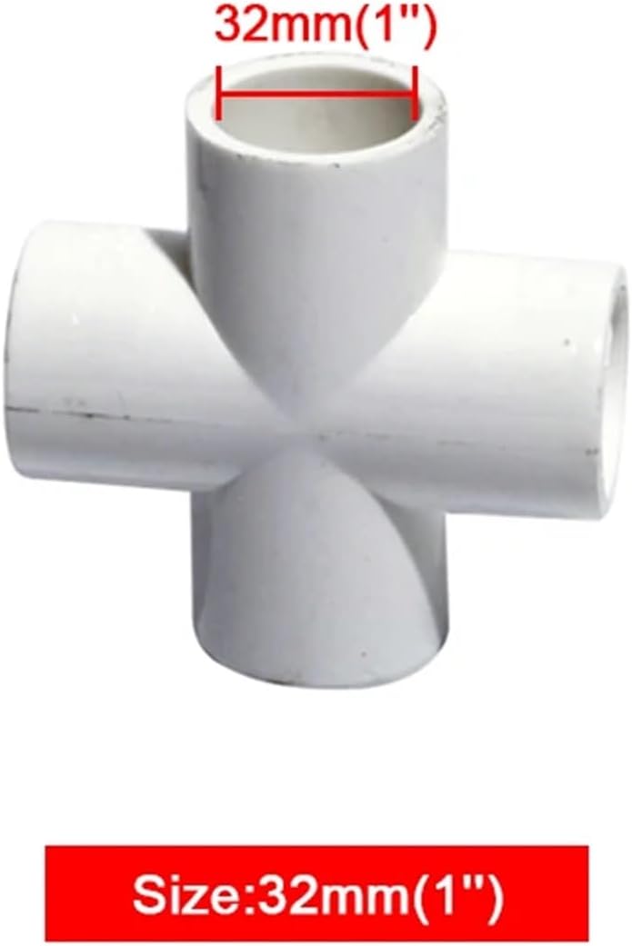PVC-U Cross Type Water Pipe Fitting Connectors 20/25/32/40/50/63mm Pipe Joint UPVC Plastic Water Pipe Supply Pipe Joint Fitting 1Pcs(32mm)