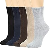 Loritta 5 Pairs Wool Socks for Women Gifts Winter Warm Thick Knit Cabin Cozy Crew Socks,Pure Design