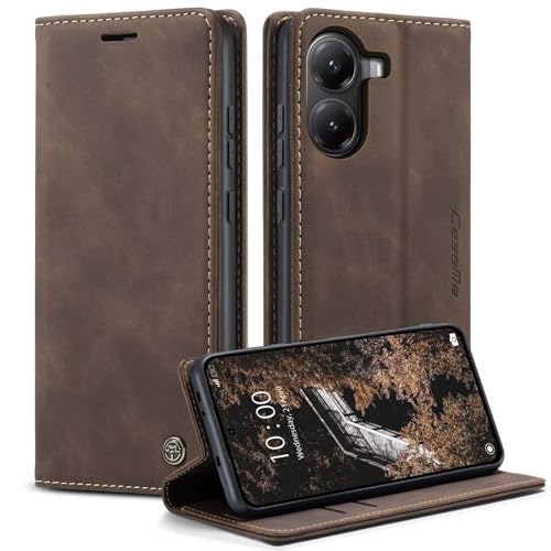 xinyunew Funda para Xiaomi Poco X7 Pro,Avanzado PU Piel Carcasa [Soporte Plegable][Ranura para Tarjeta][Cierre Magnético] Antigolpes Libro Funda para Xiaomi Poco X7 Pro-Café
