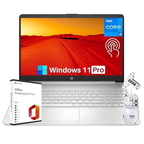 HP 15.6" Touchscreen Laptop for Business Student, with Windows 11 Pro, Intel i3-1215U Processor, 64 GB RAM, 2 TB SSD, Long Battery Life, Micro-Edge, Anti-Glare, Webcam, Office Pro Lifetime License