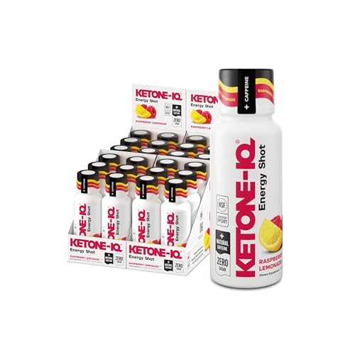 Ketone-IQ Caffeine Performance Energy Shots Clean Energy for Focus & Endurance 5g Ketones 100mg Green Tea Caffeine B Vitamins 24 Pack (Raspberry Lemonade)