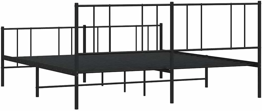 vidaXL 12 Inch California King Metal Bed Frame with Headboard & Footboard, No Box Spring Needed, Noise Free Platform Bed Frame with Steel Slats, Easy Assembly, Under Bed Storage, Minimalist, Black