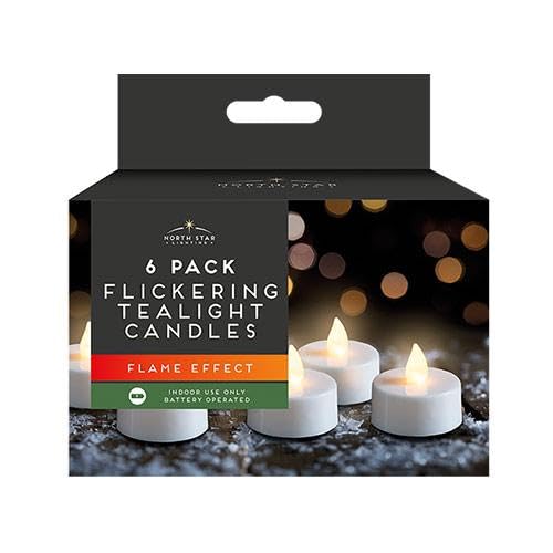 Flickering Effect White LED Tealights - Pack of 6
