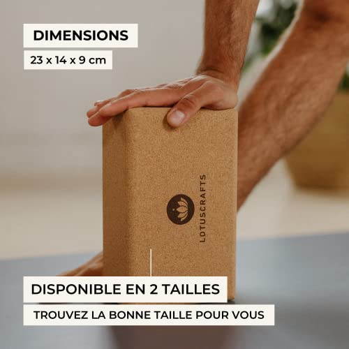 LOTUSCRAFTS Bloc de yoga en liège Supra Grip, brique à l'unité ou lot de 2, fabriqué écologiquement au Portugal, pour le et le pilates, yoga block pur débutants et avancés – Image 5