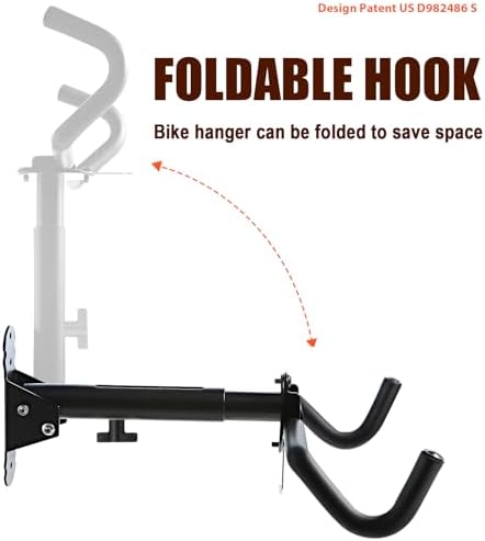 Gootus Bike Wall Mount Hanger - Horizontal Bicycle Indoor Storage Rack | Cycling Wall Mounted Holder Hook - Hang Your Road, Mountain or Hybrid Bikes in Garage or Home - 4