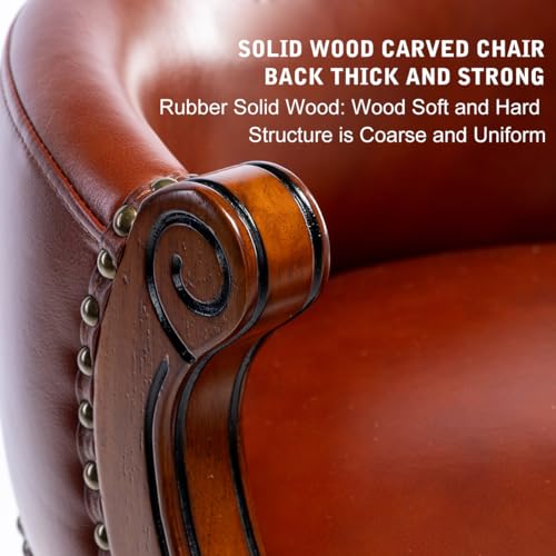 Image of Cow top Leather Wooden Bar Stools, 29.5 inch Bar Height Bar Chair with Back, 180 Degrees Swivel Barstools Chair for Home Kitchen Counter,Dining Room (Brown 2pcs, Bar Height-Seat Height 29.5 inch)
