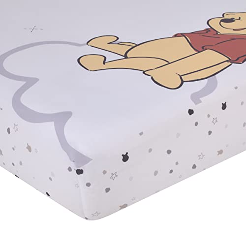 Image of Disney Winnie The Pooh Blustery Day Tan, Red and White Little Dreamer Nursery Photo Op Fitted Crib Sheet