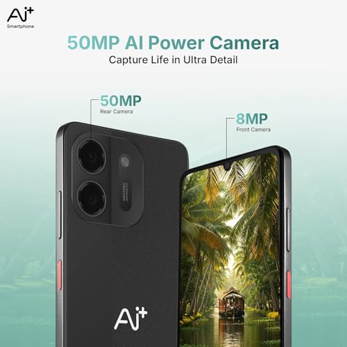 Image of AI+ Pulse 2, 6.745 inch HD+ Display, 4GB RAM, 64GB Storage, 50MP Rear Camera, 6000mAh Battery, Android 16, Black