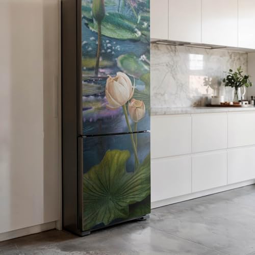 Décalcomanie Couvrant Entièrement Réfrigérateur Décoration Lac Nénuphar