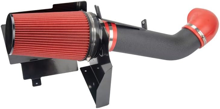 SIZZER 4" Cold Air Intake System Kits w/Filter Aluminum Replacement for 2002-2006 Escalade/Avalanche 1500/ Yukon, 2000-2006 Suburban 1500/2500 5.3L/6.0L, 1999-2006 Silverado/Sierra 1500 2500 (Red)
