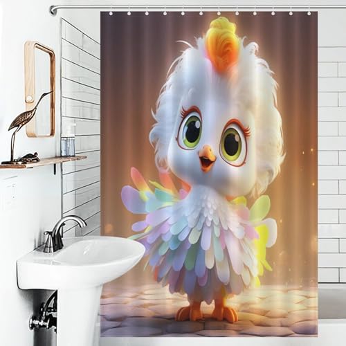 Rideau douche poulet mignon tissu polyester imperméable lavable bain 122x183cm