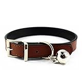 JIngwy Metal Buckle Pet Collar with Bell Suit for Cats or Puppy Dogs White/Black/Red/Pink/Blue/Brown