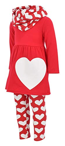 Image of Unique Baby Girls Kids Toddler 3pc Outfit Set Long Sleeve Soft Knit Tunic Top Leggings and Scarf