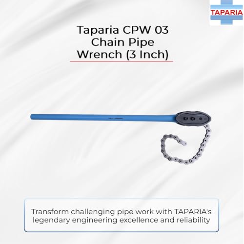 Image of TAPARIA CPW 03 Chain Pipe Wrench (3 Inch /75mm Jaw Size, 700mm Chain Length)-Drop Forged High Carbon Steel Jaws for Heavy Duty Applications-For Plumbing, HVAC, Workshop, Industrial Pipe Fitting Work