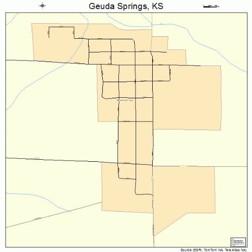 Large Street & Road Map of Geuda Springs, Kansas KS Printed poster