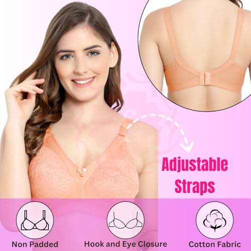 Image of Fashiol Women's Cotton Minimizer Saree Bra | Plus Size Full Coverage Non-Padded Heavy Bust Everyday Ladies Bras - 34 Till 50