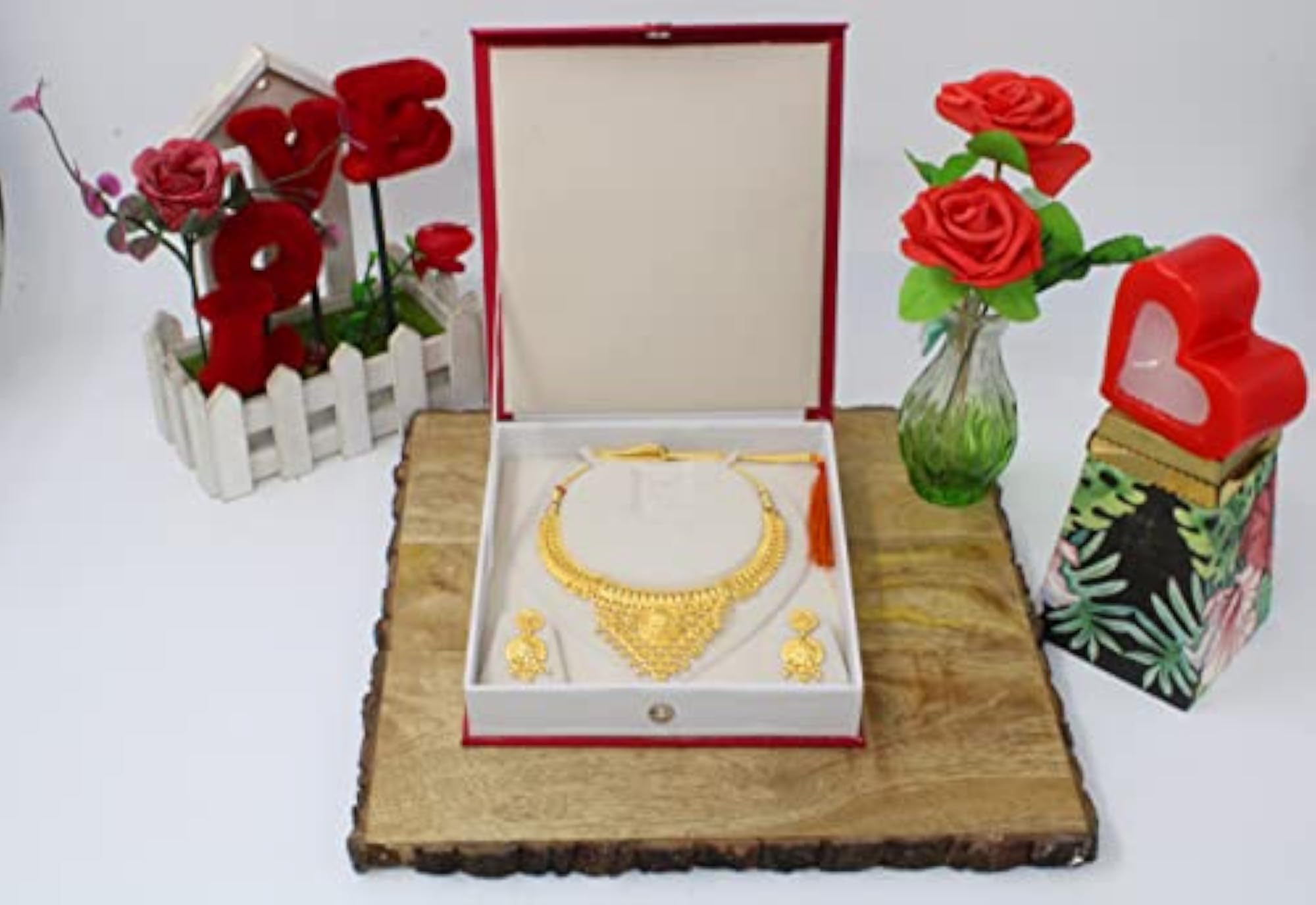 Satin Maroon Jewellery Box for Makeup and Accessories