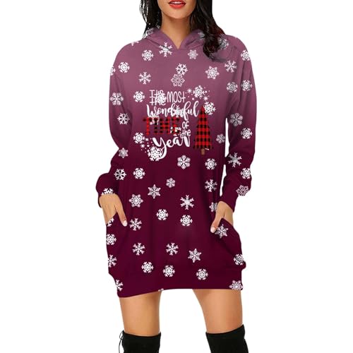 Genérico Vestido Tipo Sudadera con Capucha y Estampado Informal (XXL)