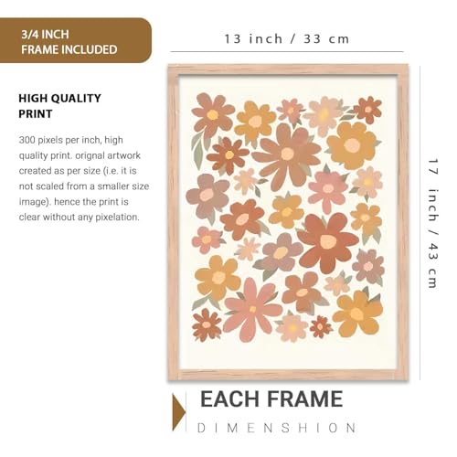 Image of kotart Boho Painting Wall Art Home Decoration Paintings With Frame For Living Room Bed Room Hotel Wall Decor Digital Reprint Set of 3 (13X17 inch)