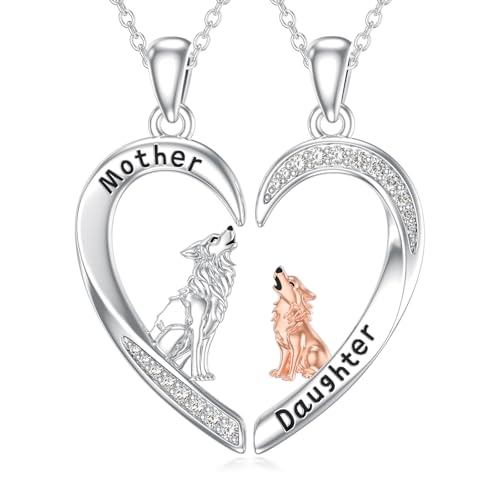 Lypic Mother Daughter Matching Necklace Set for 2 925 Sterling Silver Wolf Necklace for Women Mom Mama Gifts Jewelry