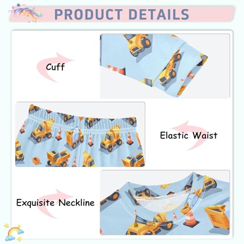 ALAZA Funny Truck Blue Pajamas Long Sleeve Sleepwear 2-Piece Pajama Set4