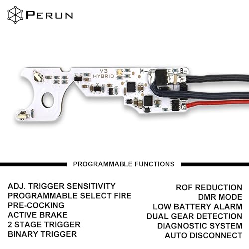 Image of Perun Mosfet Upgrade for AEG Airsoft Rifle V2 Tokyo Marui Gearbox V3, G&G ETU Gearbox, Krytac Kriss Vector, VFC G28 /HK417 Gearboxes, and HPA Systems - Programmable Fire Modes, Precocking, DMR Mode