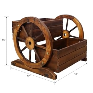Wooden wagon planter box premium 2 tier garden planter with wheels decorative planter for flowers herbs vegetables ideal for indoor outdoor patio garden balcony decor  urban country home decor