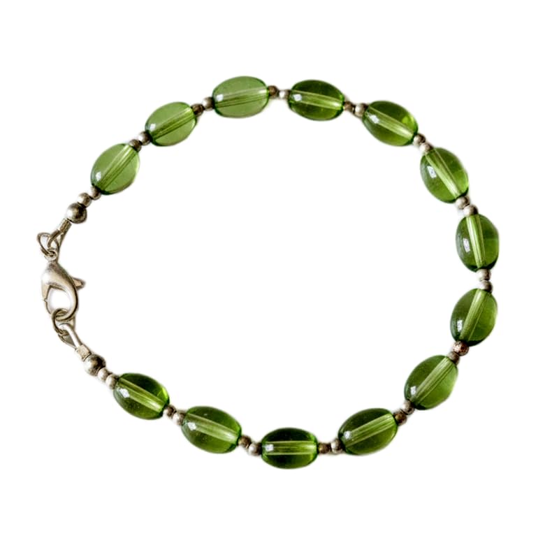 Bracelet en péridot naturel LKBEADS en pierre précieuse lisse et ovale pour bijoux fait main