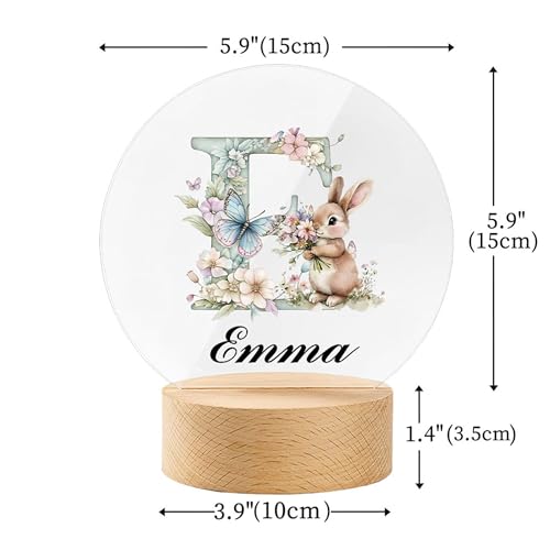 Lámpara de noche conejo con flores personalizada miniatura 5