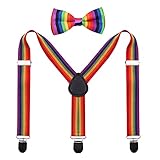 GUCHOL Kids Rainbow Suspenders Bow Tie for Boys and Girls Adjustable Elastic Classic Accessory Sets...