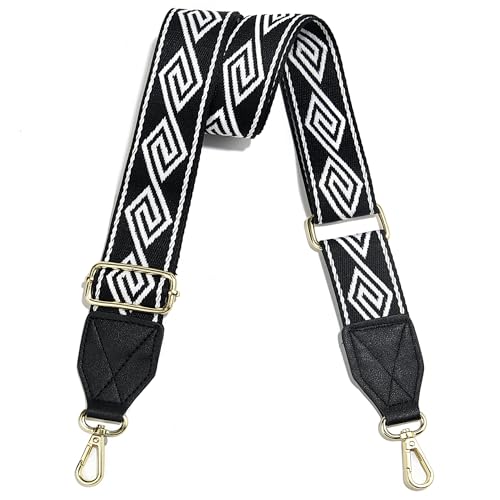Image of Purse Strap,1.5 inch Leather End Shoulder Strap Adjustable Replacement,Retro Multi-Pattern Crossbody Bag Straps