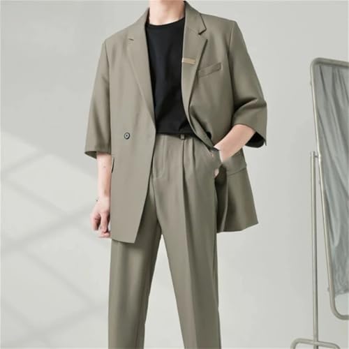 Men's Korean Casual Business Suit 2 Piece Set Blazers and Pants Ceremony3