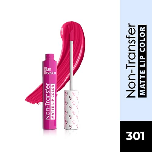 Image of Blue Heaven Non Transfer Matte Lip Color, Long Lasting upto 8 hrs, Light Weight & Smudge Proof, Non Transfer Liquid Lipsticks for Women, 301, 2.8ml