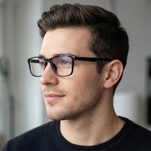 Image of UV Protection Glasses Blue Cut Blocking Harmful Rays Glasses for Men & Women Zero Power Computer Specs Eye Protection Lightweight Frame with Case & Cleaning Cloth