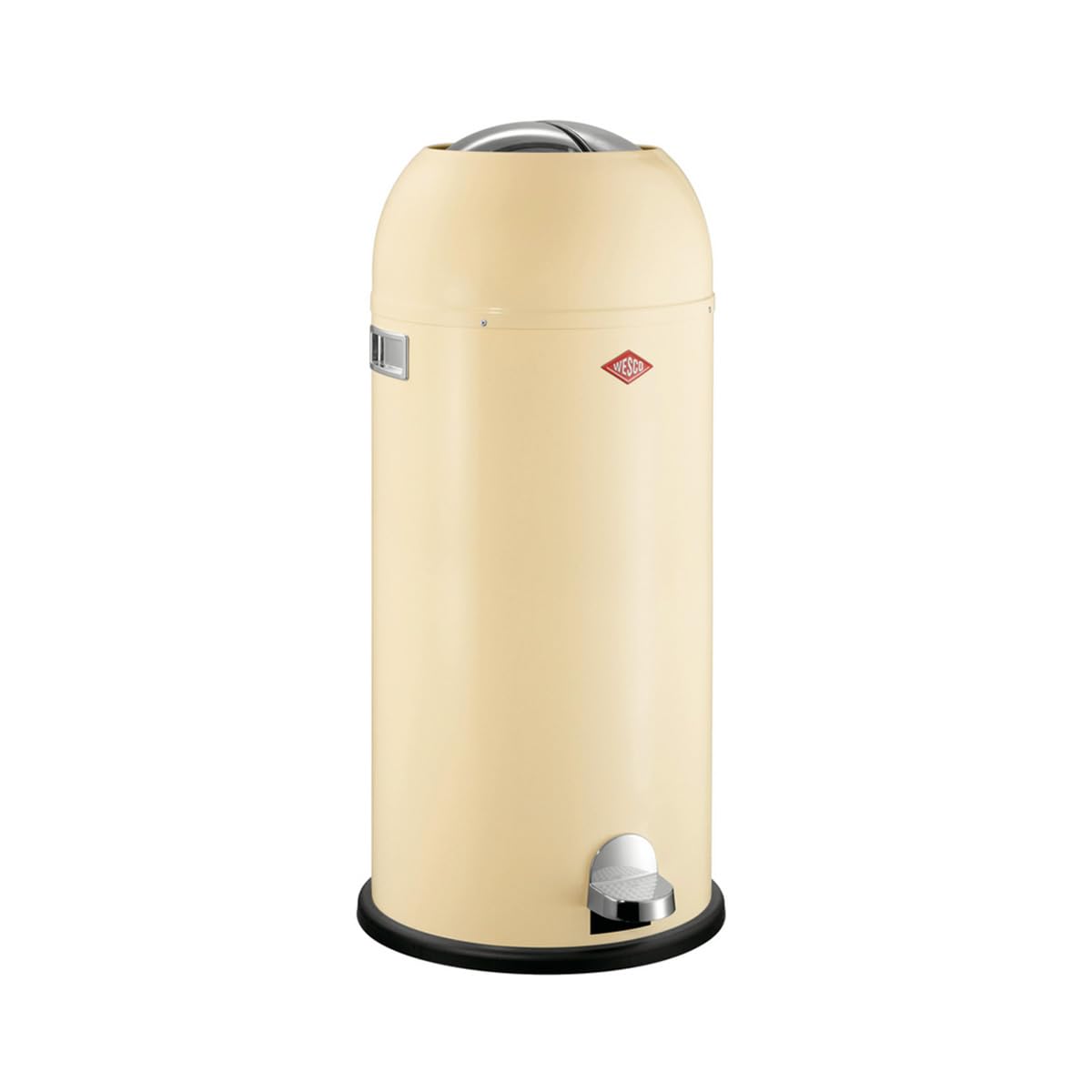 Wesco Kickmaster Maxi Abfallsammler in der Farbe mandel, pulverbeschichtetes Stahlblech, eingebauter Dämpfer, 40 Liter Volumen, großer Einwurf