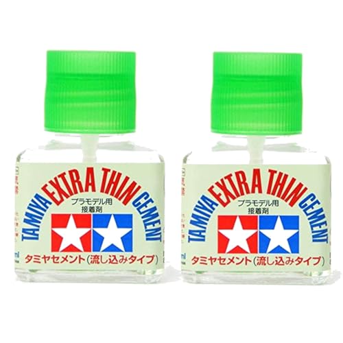 Tamiya Extra Thin Cement Glue Fine Tip 40ml - 2 Pack (White Liquid Plastic Hobby Modeling Adhesives Cement)