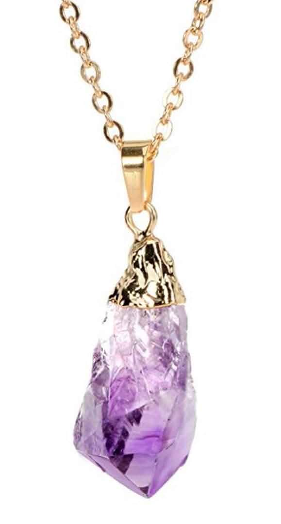 Adabele 1pc Authentic Sterling Silver Raw Amethyst Citrine Gemstone Necklace 18 inch Healing Crystal Chakra Stone Hypoallergenic Nickel Free Fine Women Jewelry