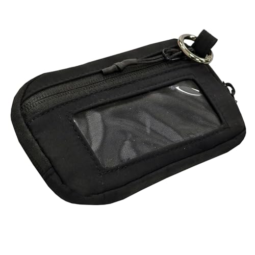 The Wallet 2nd Gen, 6×3.6" The Pouch Wristlet, Zippered Card Case with ID Window/Hand strap (black)2