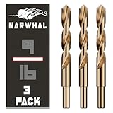 Narwhal 9/16 Inch Cobalt Drill Bits (3 Pack - Industrial Grade M35 Cobalt) 1/2