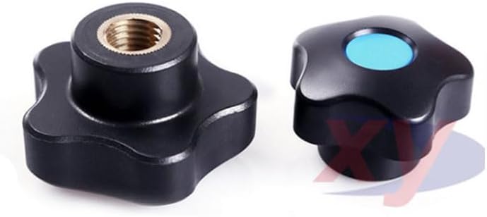 Generic 1pcs M6 M8 M10 M16 five stars hand screw nuts plastic through hole handle nut black - (Size: M16x63)