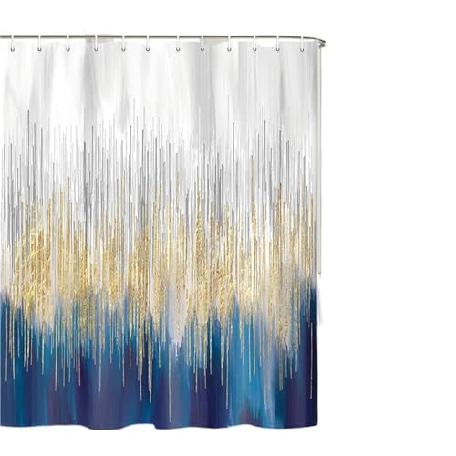Rideau de douche moderne chic avec détails dorés et design ombré