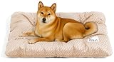 FUNNY FUZZY 2 in 1 Dog Crate Bed Pad for Large Sized Dog, Washable Reversible Pet Soft Mats,Durable Fluffy Kennel Mattress,Indoor Cats, 35' × 23', Beige