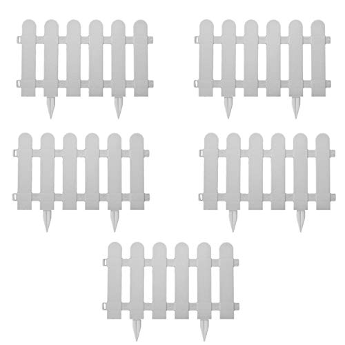 WYYUE Cloture Jardin, Bordure Clôture Décorative Massif Fleurs Plantes Jardin Piquet, PVC Imperméable Barriere de Jardin Clôtures Décoratives, Bordure de Jardin Blanche 5 Pack, 50×30cm